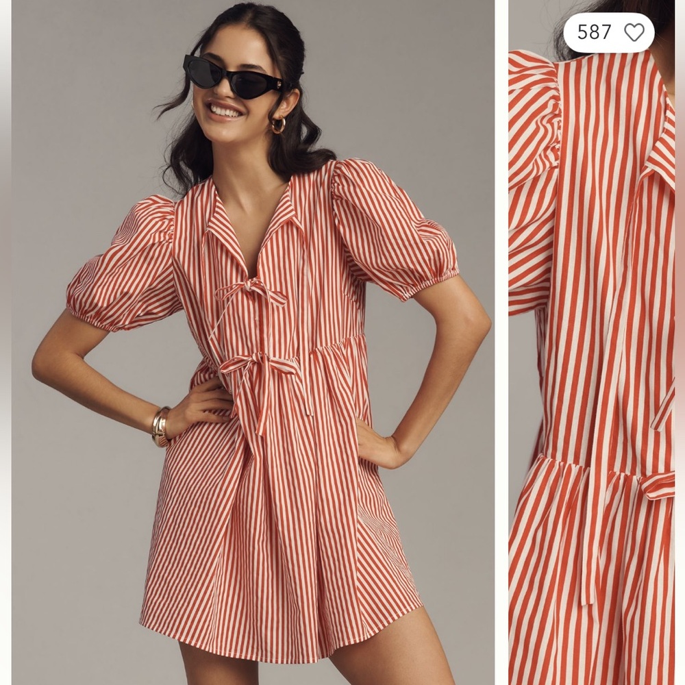 NWT Anthro Red Striped Dress by English Factory